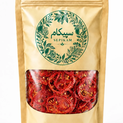 گوجه خشک سپیکام در بسته بندی پنجره دار متالایزر طلایی