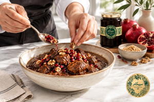 تزئین خورشت فسنجان اصیل با استفاده از رب انار سپیکام و مواد اولیه تازه