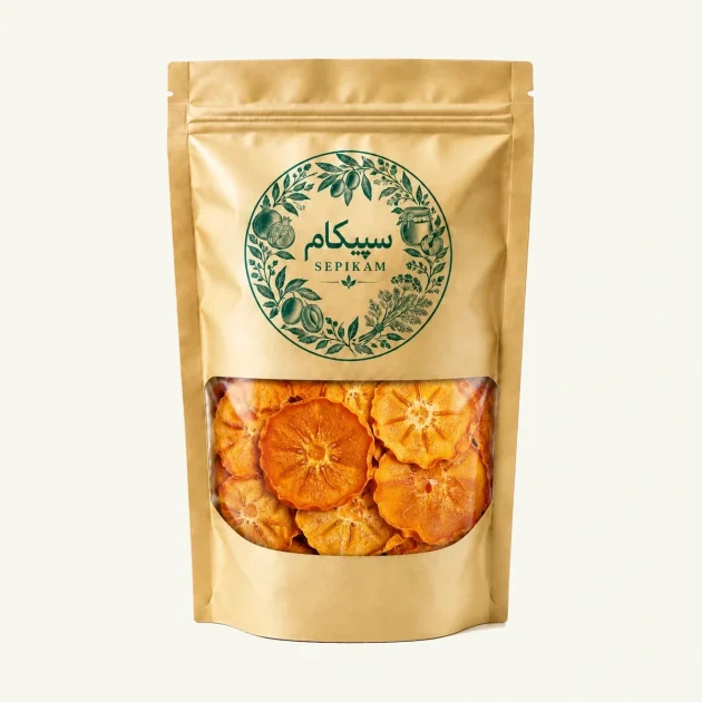 خرمالو خشک سپیکام در بسته بندی پنجره دار متالایزر طلایی