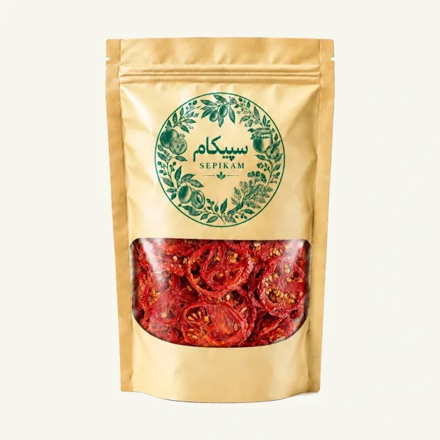 گوجه خشک سپیکام در بسته بندی پنجره دار متالایزر طلایی